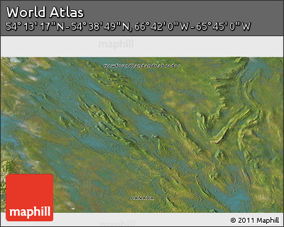 Satellite 3D Map of the Area around 54° 26' 3" N, 66° 13' 29" W