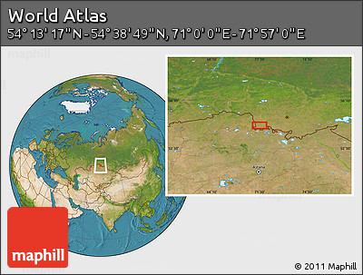 Satellite Location Map of the Area around 54° 26' 3" N, 71° 28' 29" E