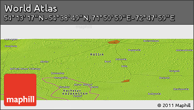 Physical Panoramic Map of the Area around 54° 26' 3" N, 72° 19' 29" E