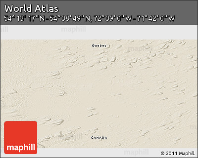 Shaded Relief 3D Map of the Area around 54° 26' 3" N, 72° 10' 30" W