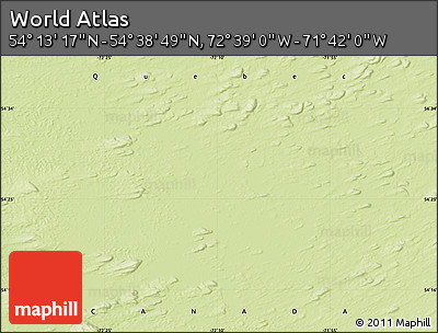 Physical Map of the Area around 54° 26' 3" N, 72° 10' 30" W