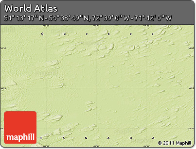 Physical Map of the Area around 54° 26' 3" N, 72° 10' 30" W