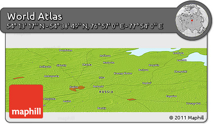Physical Panoramic Map of the Area around 54° 26' 3" N, 77° 25' 30" E