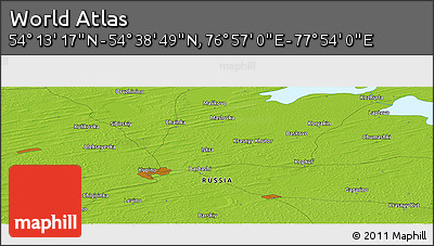 Physical Panoramic Map of the Area around 54° 26' 3" N, 77° 25' 30" E