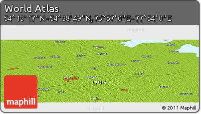 Physical Panoramic Map of the Area around 54° 26' 3" N, 77° 25' 30" E