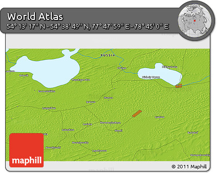 Physical 3D Map of the Area around 54° 26' 3" N, 78° 16' 30" E