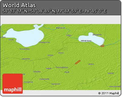 Physical 3D Map of the Area around 54° 26' 3" N, 78° 16' 30" E