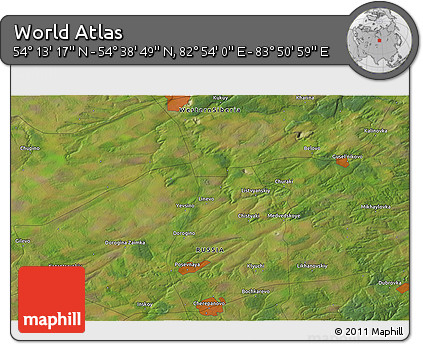 Satellite 3D Map of the Area around 54° 26' 3" N, 83° 22' 30" E