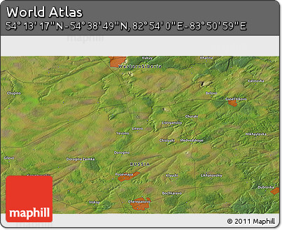 Satellite 3D Map of the Area around 54° 26' 3" N, 83° 22' 30" E