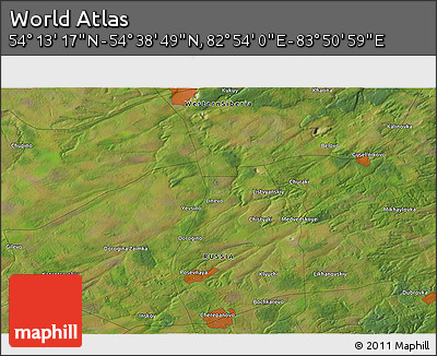 Satellite 3D Map of the Area around 54° 26' 3" N, 83° 22' 30" E