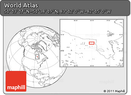 Blank Location Map of the Area around 54° 26' 3" N, 83° 13' 29" W