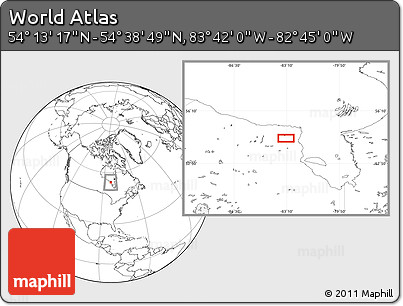 Blank Location Map of the Area around 54° 26' 3" N, 83° 13' 29" W