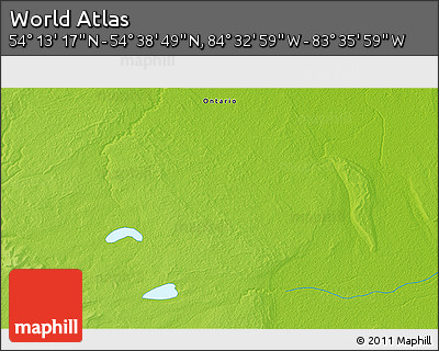 Physical 3D Map of the Area around 54° 26' 3" N, 84° 4' 29" W
