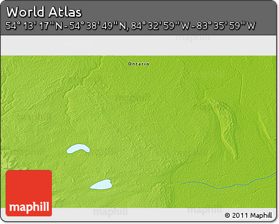 Physical 3D Map of the Area around 54° 26' 3" N, 84° 4' 29" W
