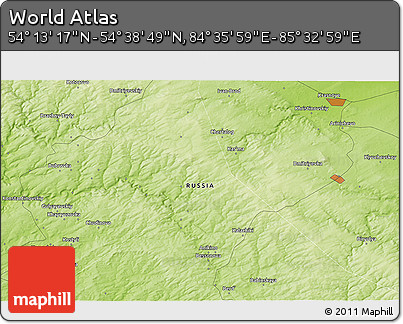 Physical 3D Map of the Area around 54° 26' 3" N, 85° 4' 29" E