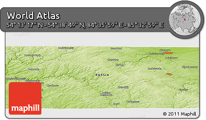 Physical Panoramic Map of the Area around 54° 26' 3" N, 85° 4' 29" E
