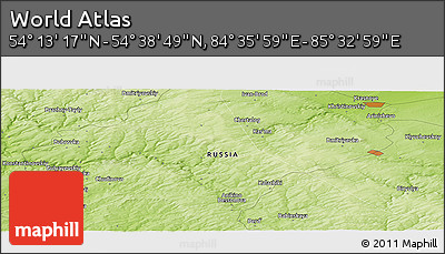 Physical Panoramic Map of the Area around 54° 26' 3" N, 85° 4' 29" E