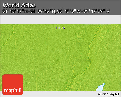 Physical 3D Map of the Area around 54° 26' 3" N, 85° 46' 30" W