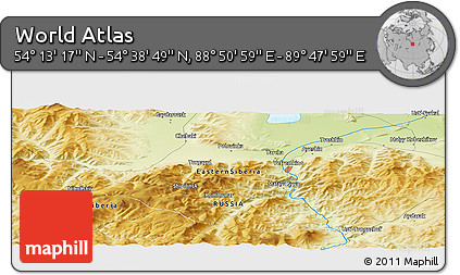 Physical Panoramic Map of the Area around 54° 26' 3" N, 89° 19' 29" E