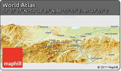 Physical Panoramic Map of the Area around 54° 26' 3" N, 89° 19' 29" E