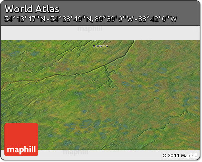 Satellite 3D Map of the Area around 54° 26' 3" N, 89° 10' 30" W