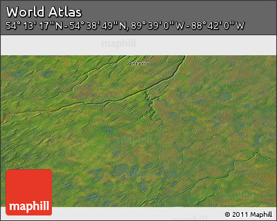 Satellite 3D Map of the Area around 54° 26' 3" N, 89° 10' 30" W