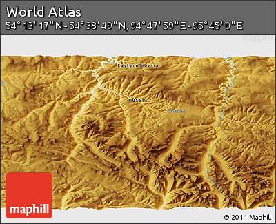 Physical 3D Map of the Area around 54° 26' 3" N, 95° 16' 30" E