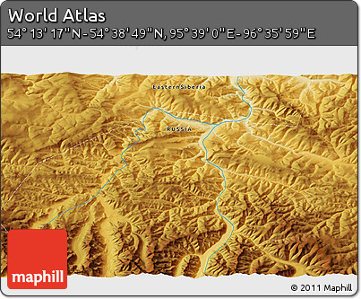 Physical 3D Map of the Area around 54° 26' 3" N, 96° 7' 30" E