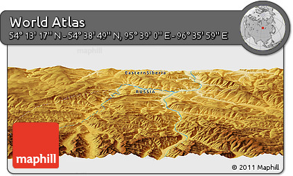 Physical Panoramic Map of the Area around 54° 26' 3" N, 96° 7' 30" E
