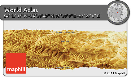 Physical Panoramic Map of the Area around 54° 26' 3" N, 96° 58' 29" E
