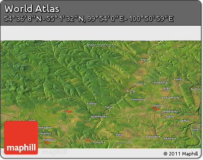 Satellite 3D Map of the Area around 54° 48' 50" N, 100° 22' 30" E