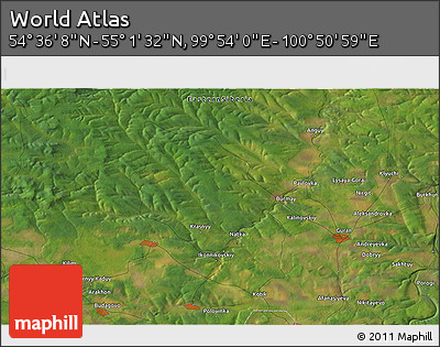 Satellite 3D Map of the Area around 54° 48' 50" N, 100° 22' 30" E