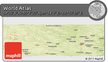 Physical Panoramic Map of the Area around 54° 48' 50" N, 100° 22' 30" E