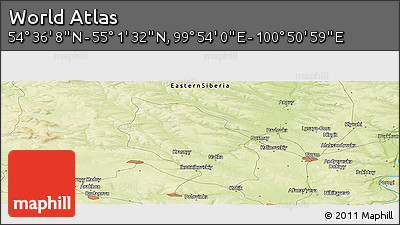 Physical Panoramic Map of the Area around 54° 48' 50" N, 100° 22' 30" E