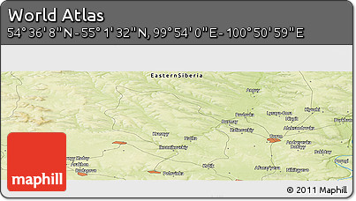 Physical Panoramic Map of the Area around 54° 48' 50" N, 100° 22' 30" E