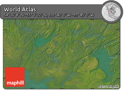 Satellite Map of the Area around 54° 48' 50" N, 100° 13' 29" W