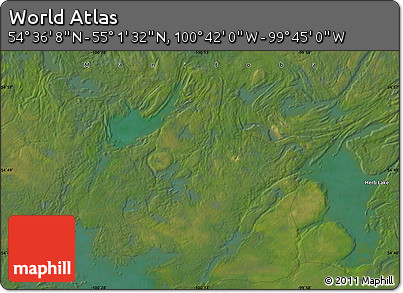 Satellite Map of the Area around 54° 48' 50" N, 100° 13' 29" W