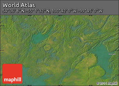 Satellite Map of the Area around 54° 48' 50" N, 100° 13' 29" W