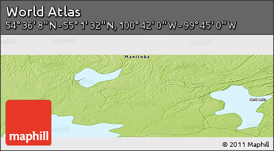 Physical Panoramic Map of the Area around 54° 48' 50" N, 100° 13' 29" W