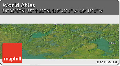 Satellite Panoramic Map of the Area around 54° 48' 50" N, 100° 13' 29" W