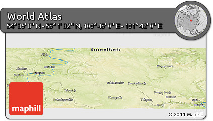Physical Panoramic Map of the Area around 54° 48' 50" N, 101° 13' 29" E