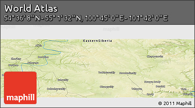 Physical Panoramic Map of the Area around 54° 48' 50" N, 101° 13' 29" E