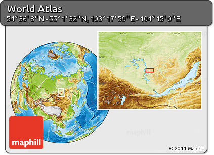Physical Location Map of the Area around 54° 48' 50" N, 103° 46' 30" E
