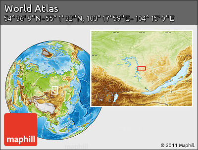Physical Location Map of the Area around 54° 48' 50" N, 103° 46' 30" E