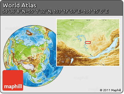 Physical Location Map of the Area around 54° 48' 50" N, 103° 46' 30" E
