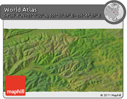 Satellite 3D Map of the Area around 54° 48' 50" N, 106° 19' 29" E