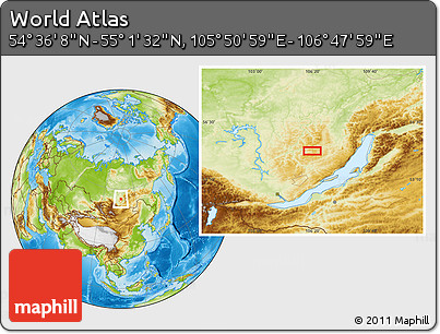 Physical Location Map of the Area around 54° 48' 50" N, 106° 19' 29" E