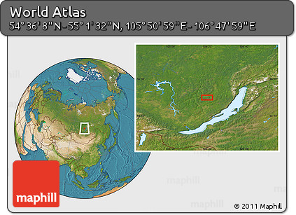 Satellite Location Map of the Area around 54° 48' 50" N, 106° 19' 29" E