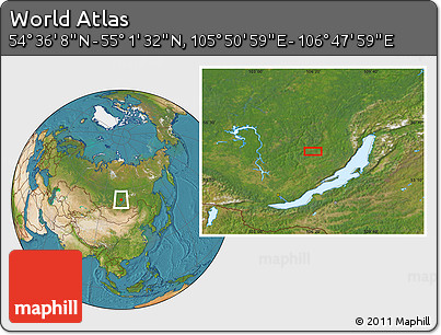 Satellite Location Map of the Area around 54° 48' 50" N, 106° 19' 29" E