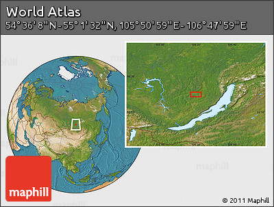 Satellite Location Map of the Area around 54° 48' 50" N, 106° 19' 29" E